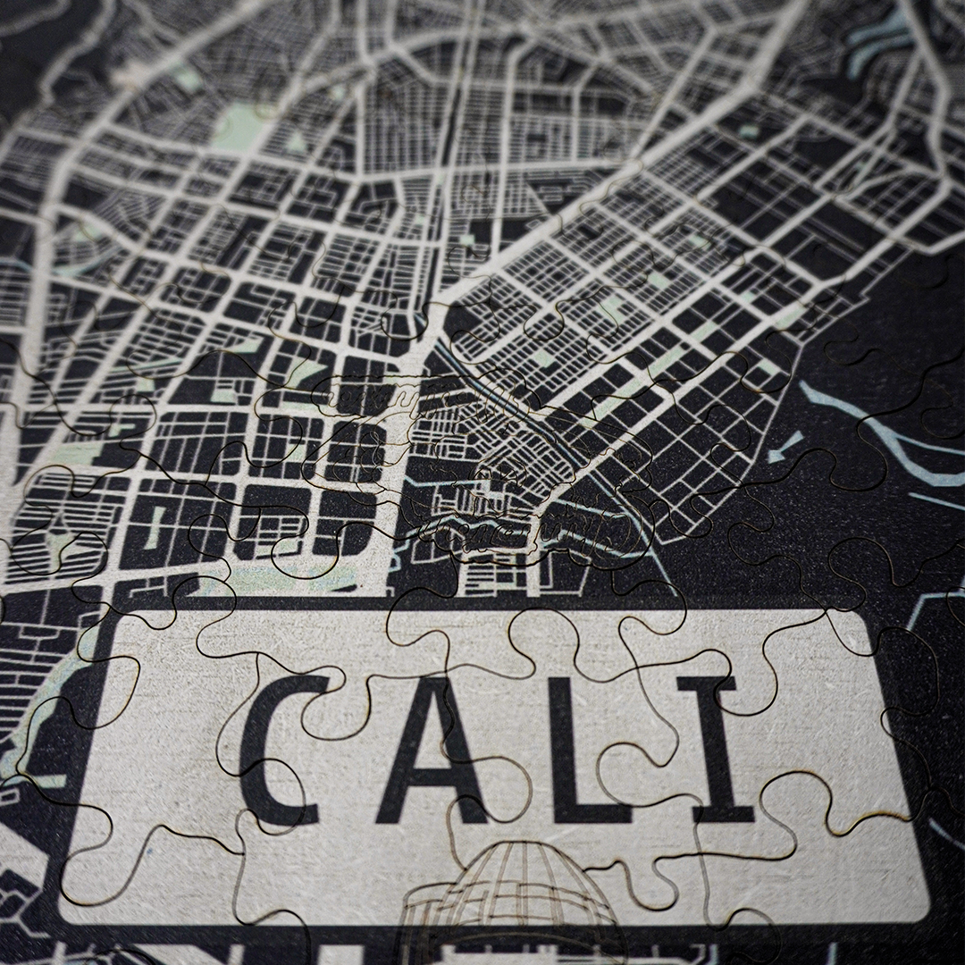 Rompecabezas Mutiformas Redondo en Madera - Mapa de Cali 165 Piezas