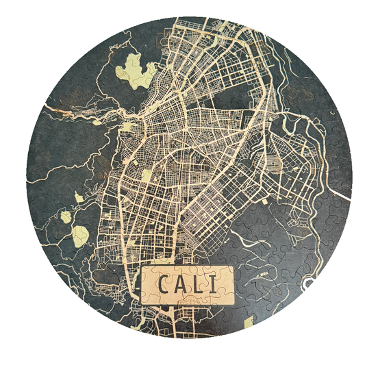 Rompecabezas Mutiformas Redondo en Madera - Mapa de Cali 165 Piezas