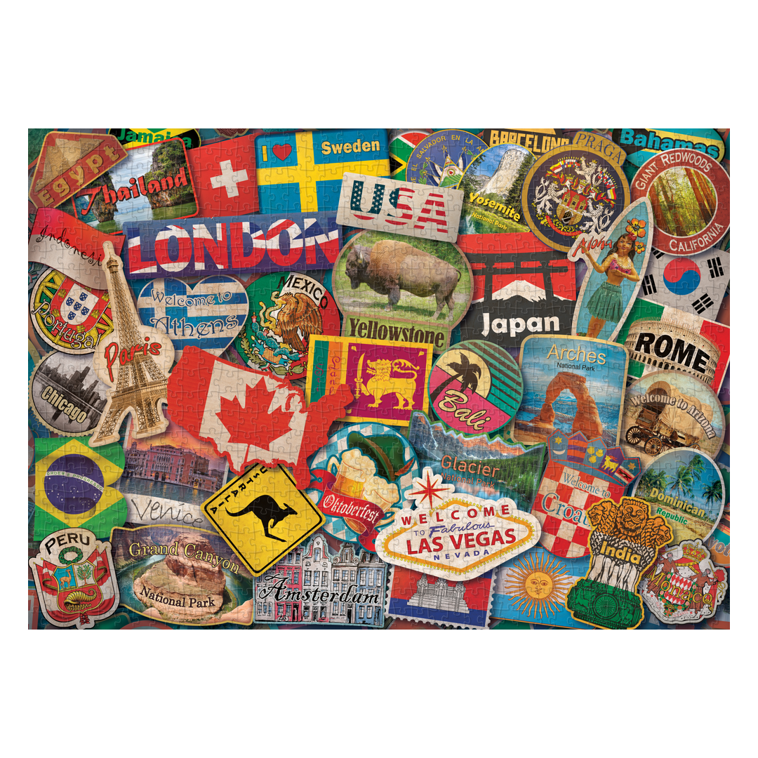 Rompecabezas armado Traditional travel emblems (ING235) · INGENIO