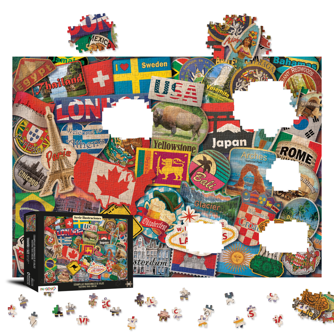 Caja del rompecabezas Traditional travel emblems (ING235) · INGENIO