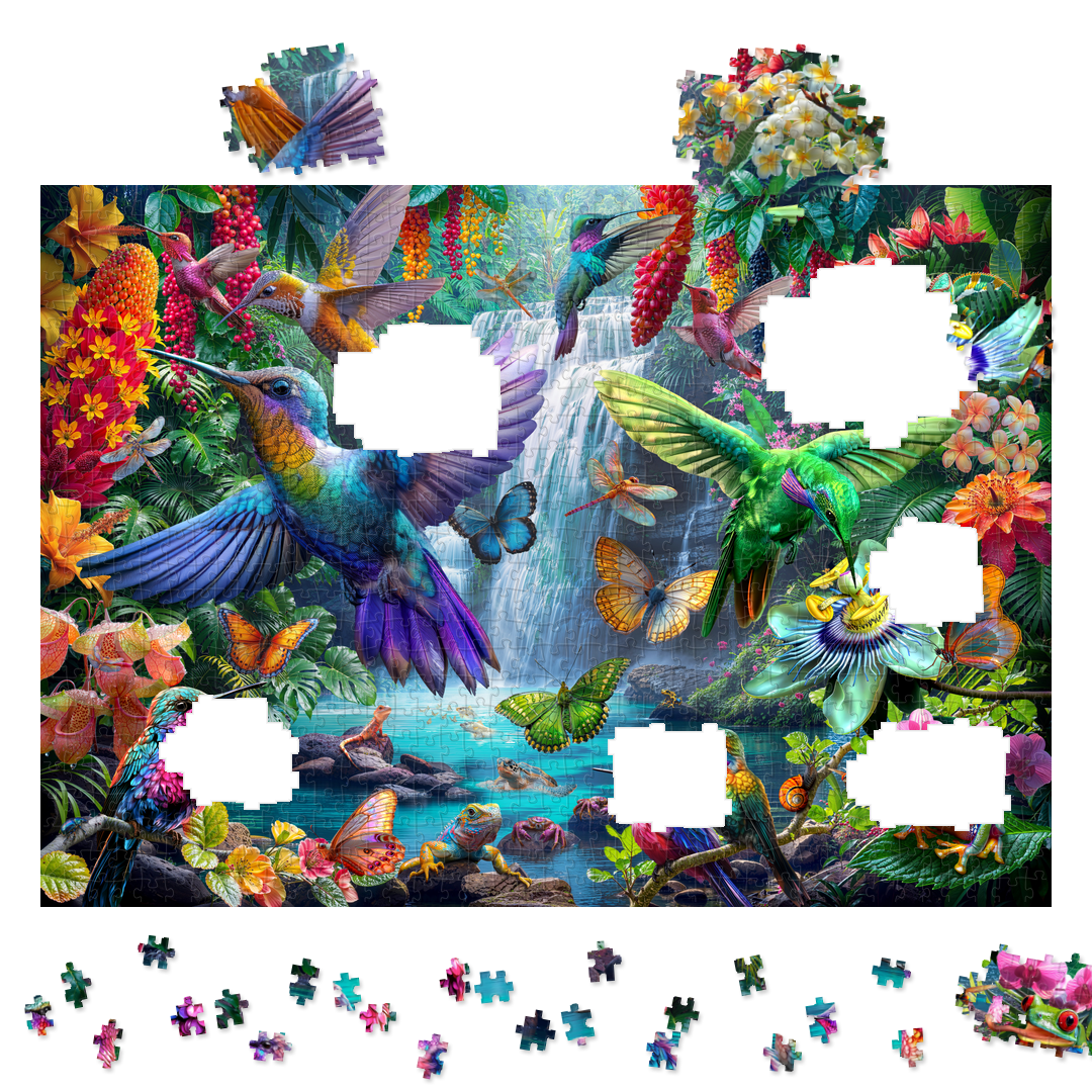 Detalle de las piezas Hummingbirds - Colibries (ING239) · INGENIO