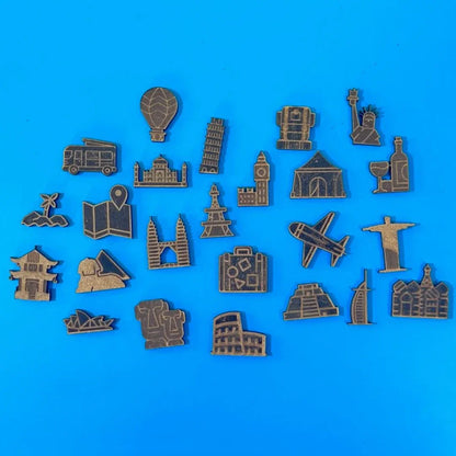 Kit de Pines de Monumentos especiales en Madera Adhesivos para MADEMAP - Ingenio Destreza Mental