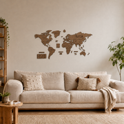 MADEMAP Edición Estándar - Mapamundi de Madera para Instalar en Pared
