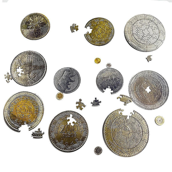 Rompecabezas Redondo en Madera - Monedas de Colombia 10 en 1 - Ingenio Destreza Mental
