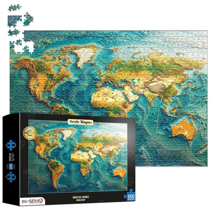 Rompecabezas 1000 piezas Mapa del Mundo (ING204) - Ingenio Destreza Mental