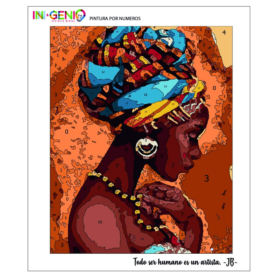 Pintura por números 50x40cm - Alma Africana - Ingenio Destreza Mental