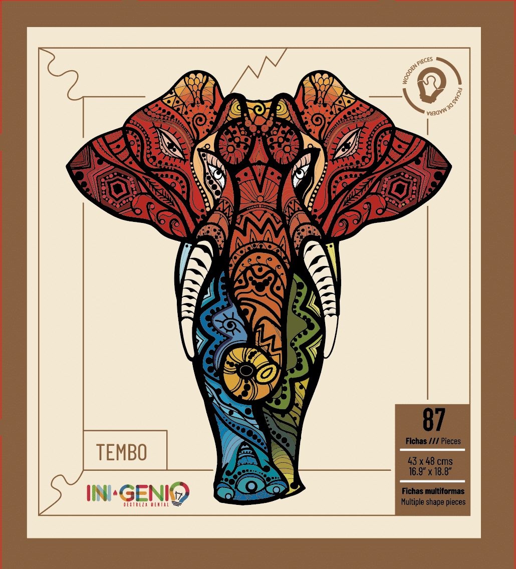 en Madera Multiformas Tembo Elefante - Ingenio Destreza Mental